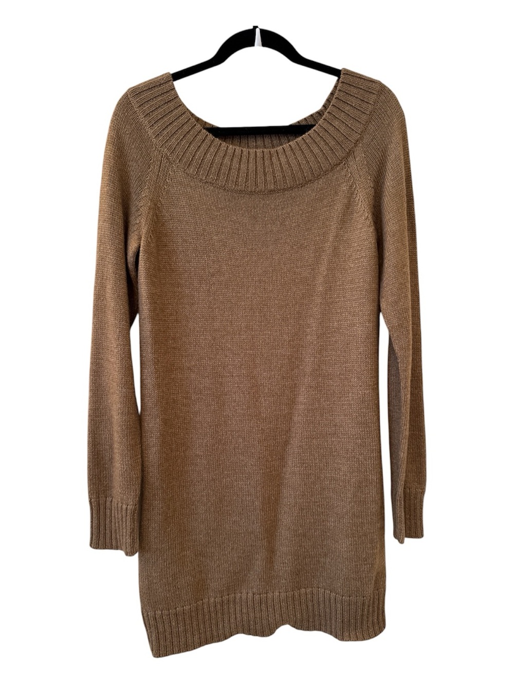 Theory Scoop Neck Long Sleeve Sweater Dress Brown Size L